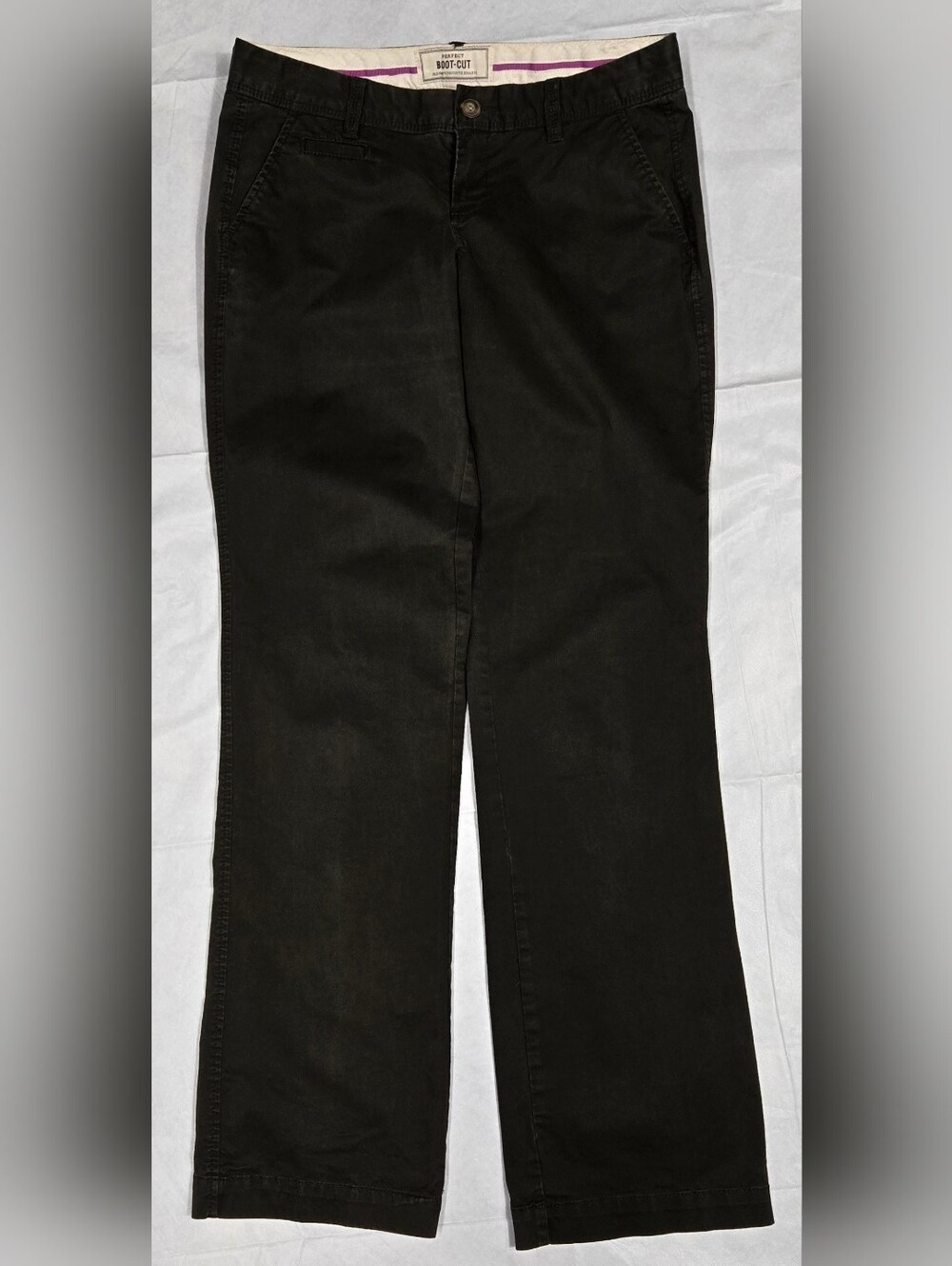 Old Navy Perfect Boot Cut Khakis 2 Low Rise Cotton Blend India Dark Olive Green